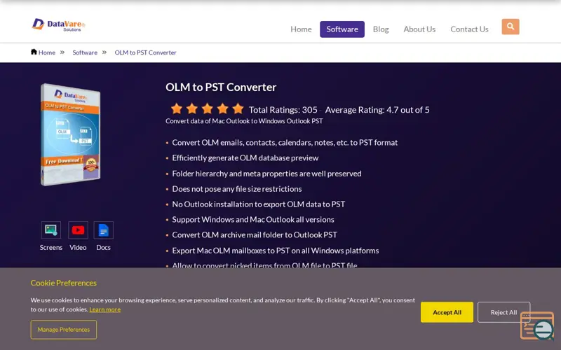 Screenshot of DataVare OLM to PST Converter