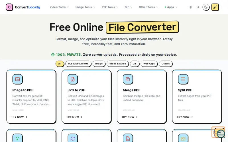 Screenshot of ConvertLocally