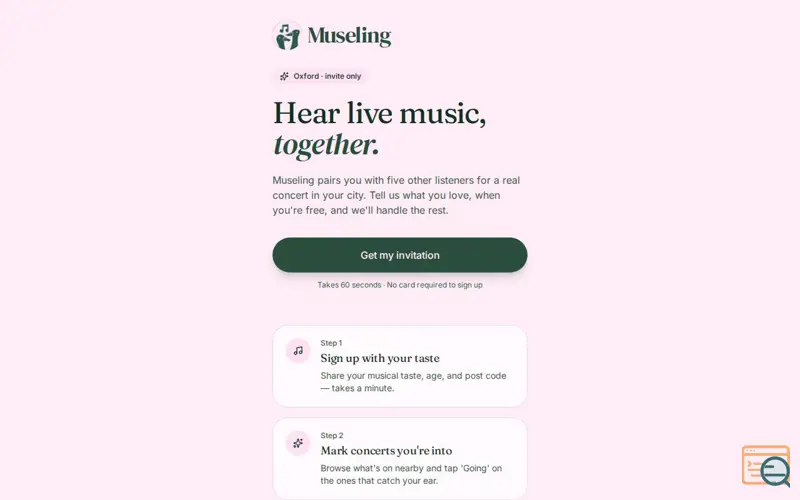 Screenshot of Museling — Hear music together