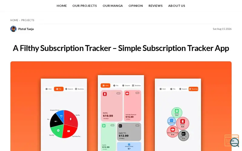 Screenshot of Simple Subscription Tracker