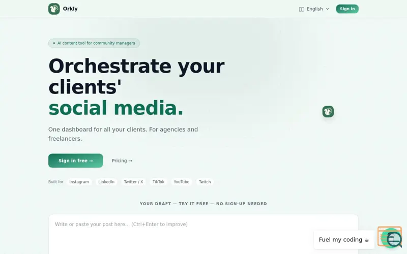 Screenshot of Orkly
