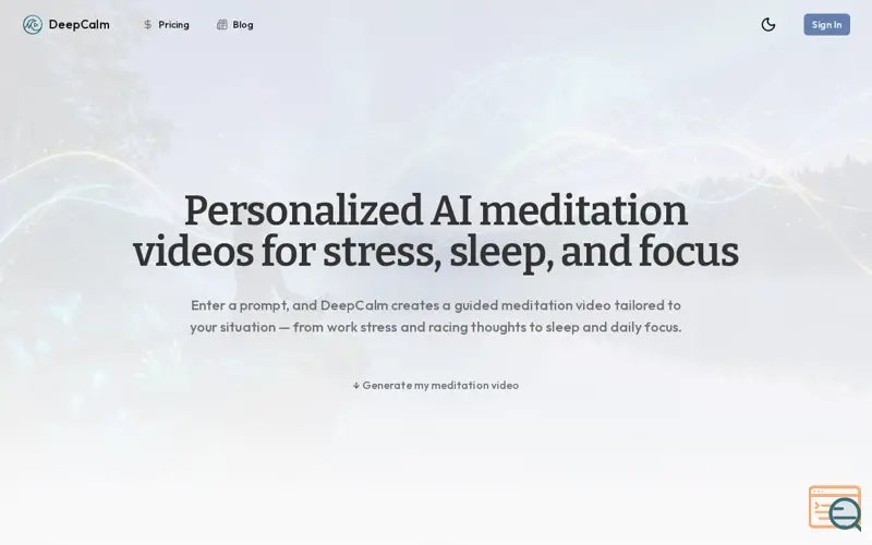 Screenshot of DeepCalm