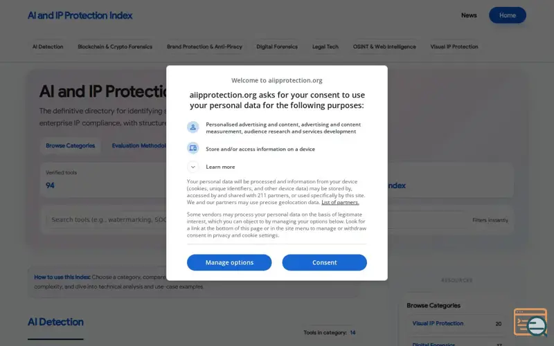 Screenshot of AI and IP Protection Index, a launch using Krystal Email