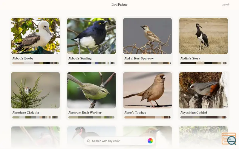 Screenshot of Bird Palette