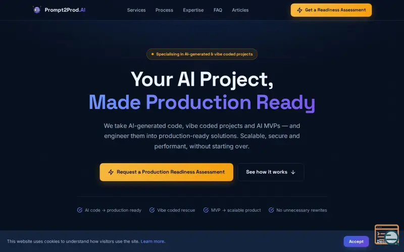 Screenshot of Prompt2Prod.AI