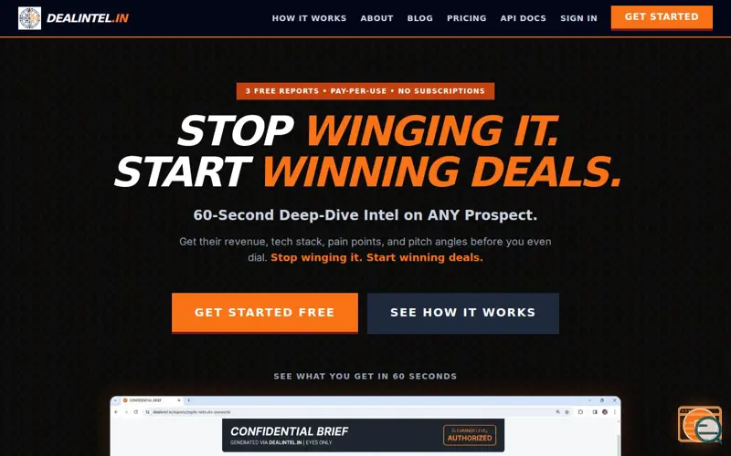 Screenshot of DealIntel