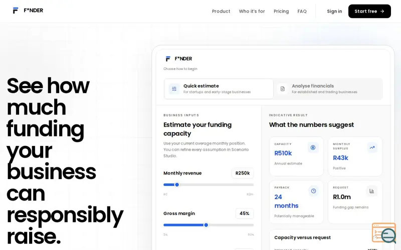 Screenshot of FNDER