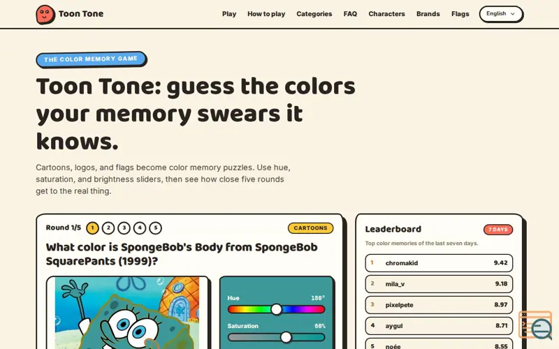 Screenshot of Toon Tone - Color Guessing Game