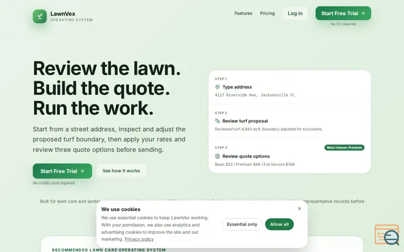 Screenshot of LawnVex