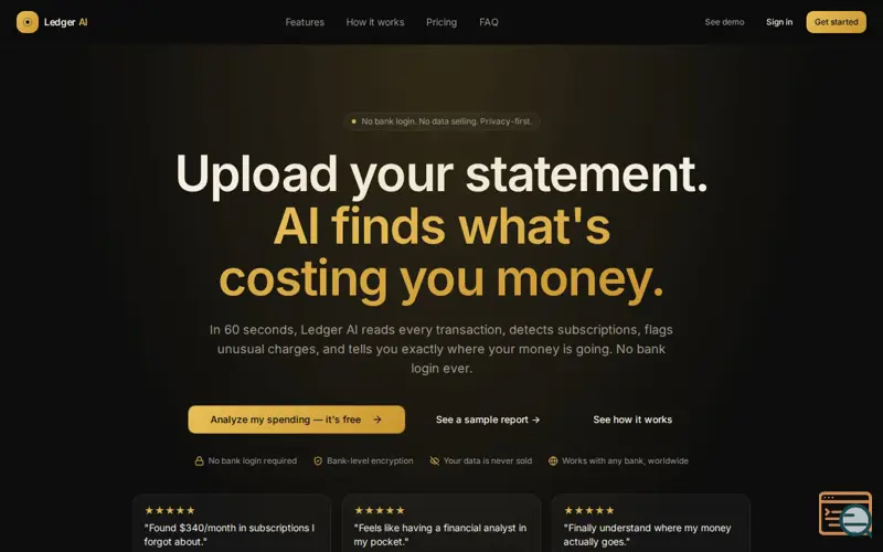 Screenshot of Ledger AI