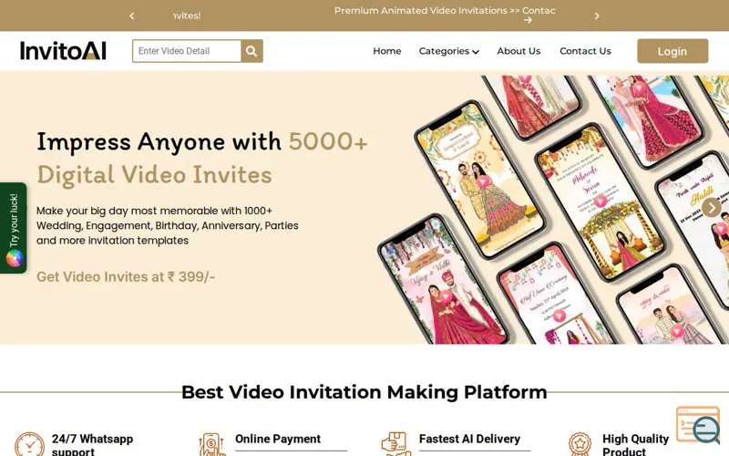 Screenshot of Invito, a launch using Smartarget