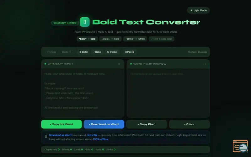 Screenshot of WhatsApp Bold Converter