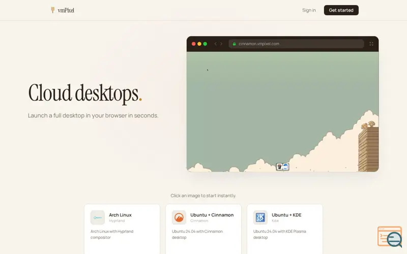 Screenshot of Linux Desktops in the Browser