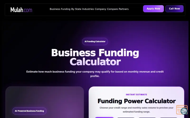 Screenshot of Business Funding Calculator