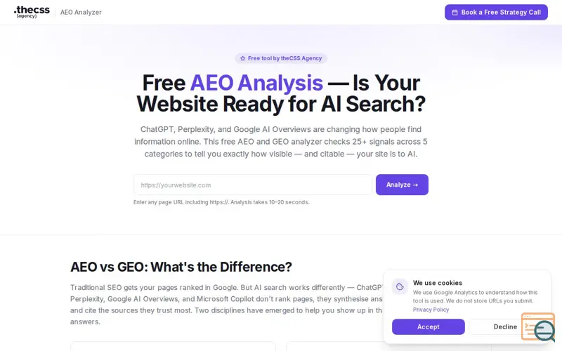 Screenshot of AEO & GEO Analyzer