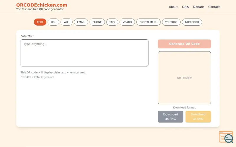 Screenshot of QRCodeChicken