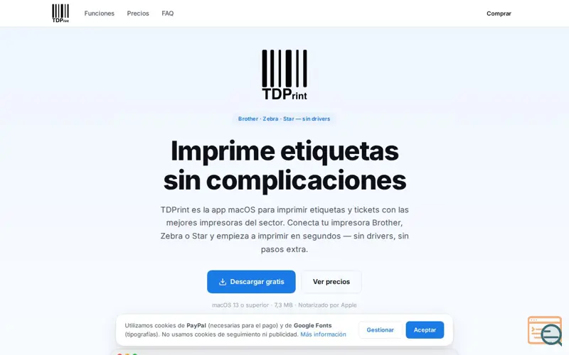 Screenshot of TDPrint