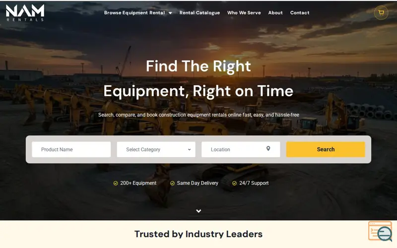 Screenshot of NAM Rentals