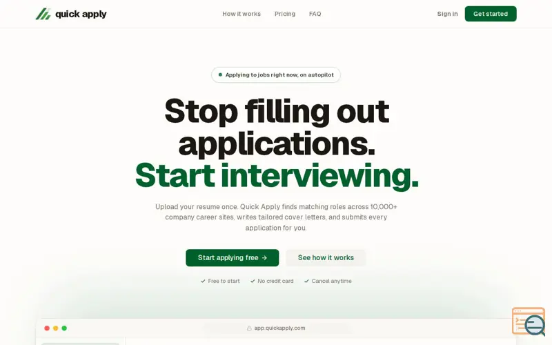 Screenshot of Quick Apply