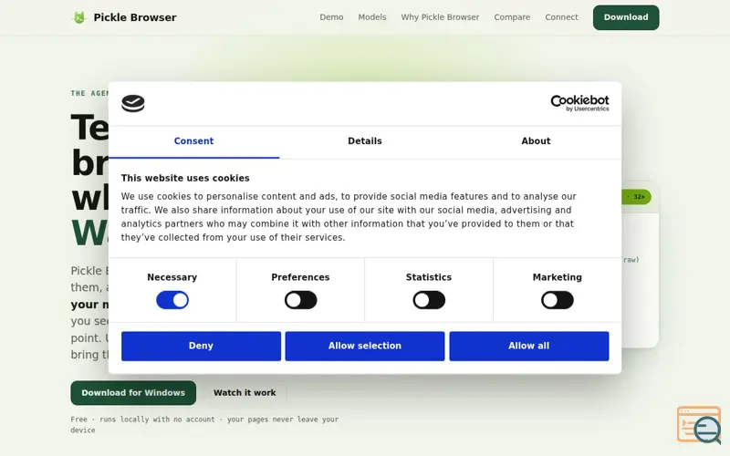 Screenshot of Pickle — the agent-first browser