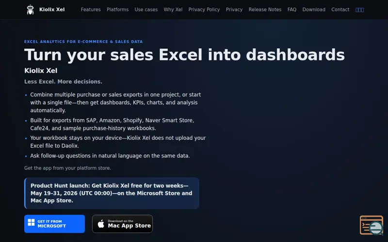 Screenshot of Kiolix Xel: Multi-Excel AI Agent