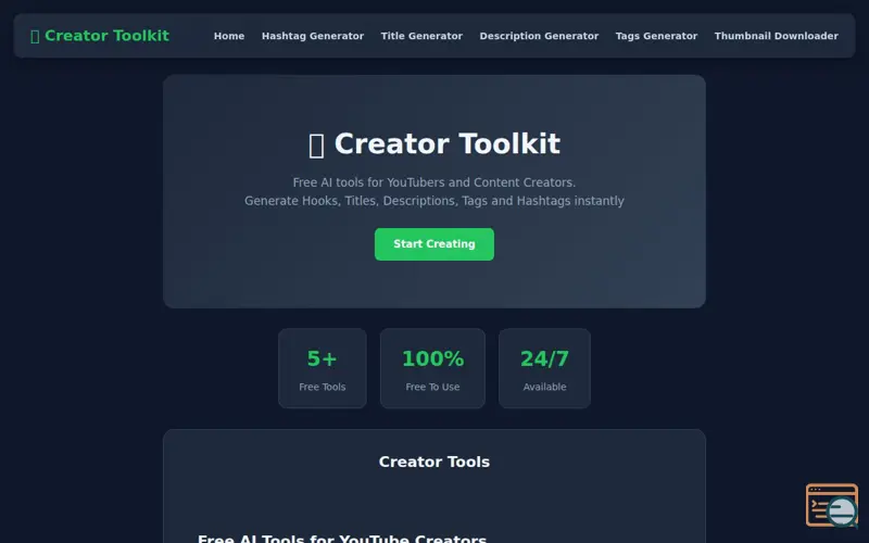 Screenshot of Creator Toolkit