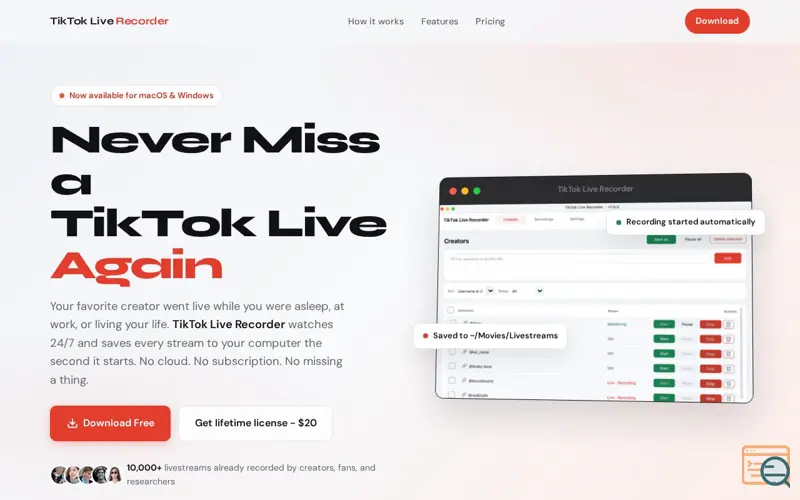 Screenshot of TikTok Live Recorder