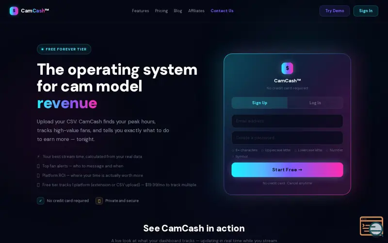 Screenshot of CamCash