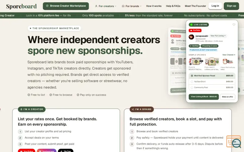 Screenshot of Sporeboard