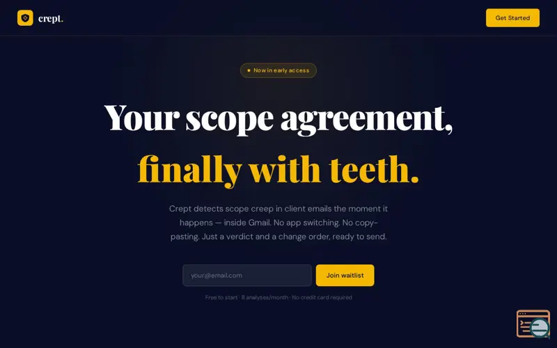 Screenshot of Crept — Scope creep detector for Gmail