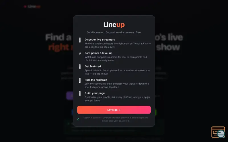 Screenshot of Lineup