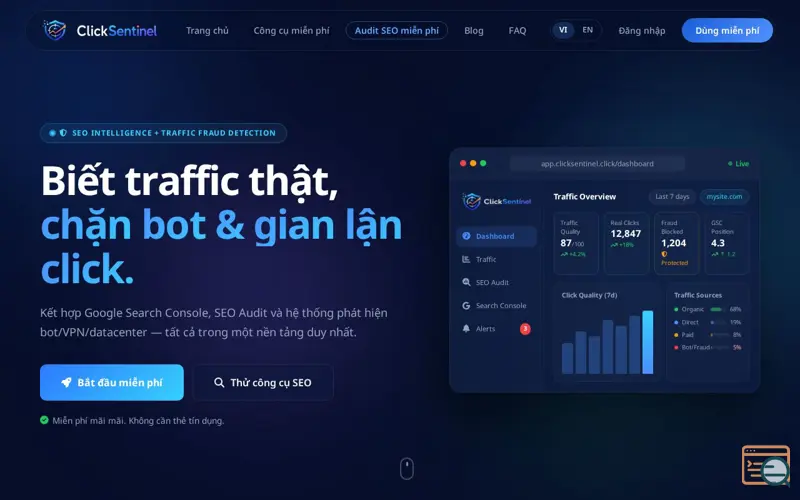 Screenshot of ClickSentinel