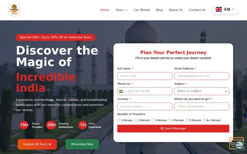 Screenshot of Indian Travel Expert