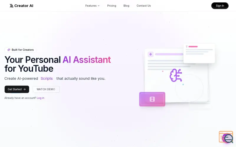 Screenshot of Creator AI | AI Assistant for YouTube Creators