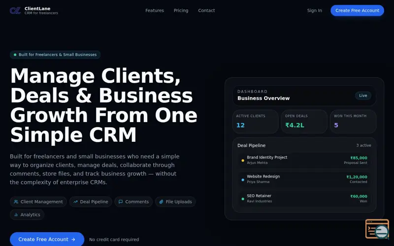 Screenshot of ClientLane