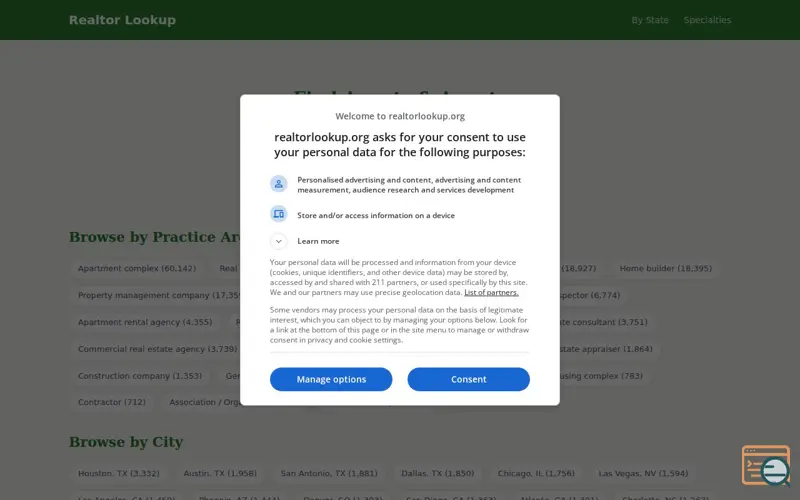 Screenshot of Realtor Lookup
