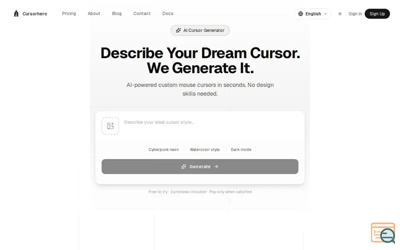 Screenshot of cursorhero