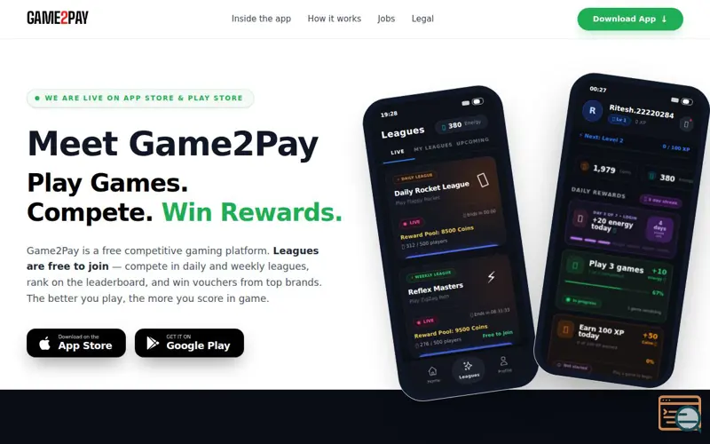 Screenshot of Game2Pay