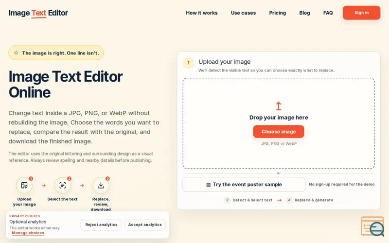 Screenshot of Edit Text in Product Images Online | Image Text Editor