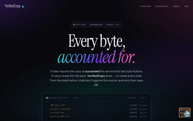 Screenshot of VerifiedCopy