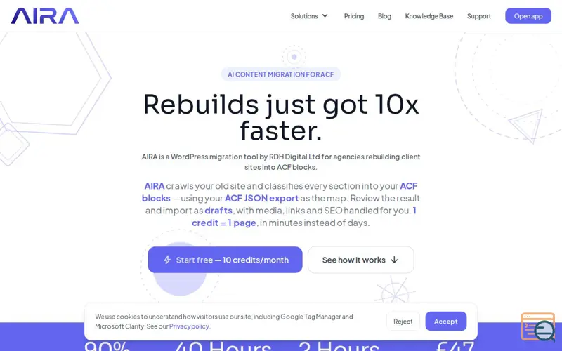 Screenshot of AIRA | Migrate Any Website to ACF Blocks
