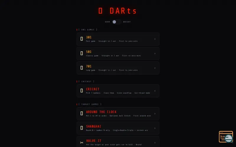 Screenshot of DARts