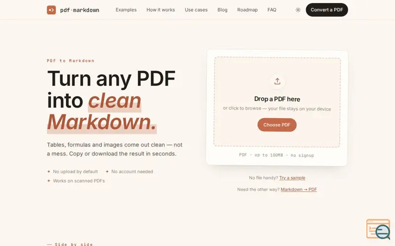 Screenshot of Pdfmarkdown