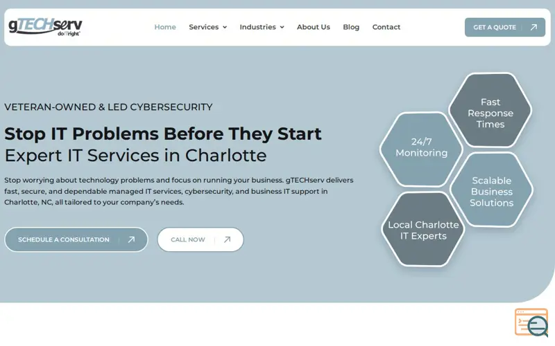 Screenshot of gTECHserv, a launch using Leadinfo