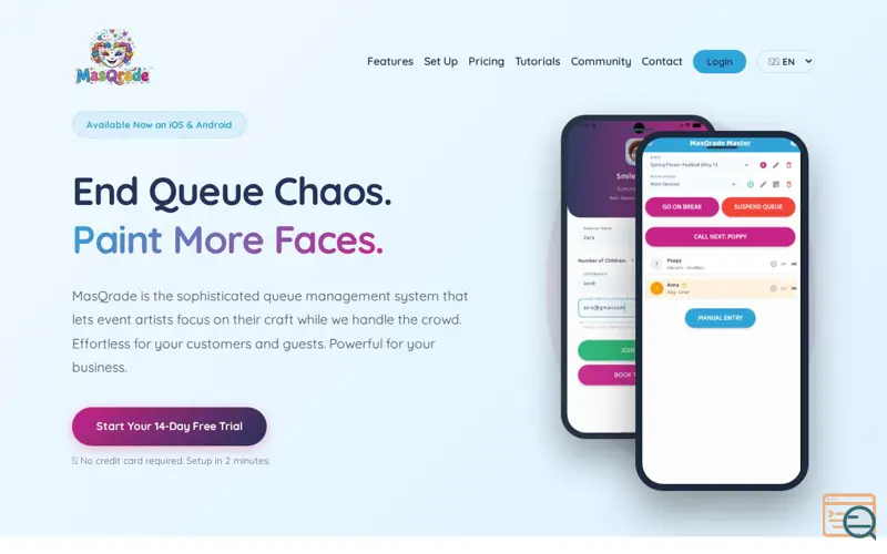Screenshot of MasQrade, a launch using Google Fonts