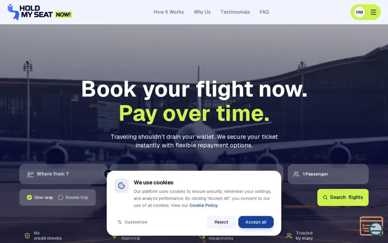 Screenshot of Hold My Seat Now
