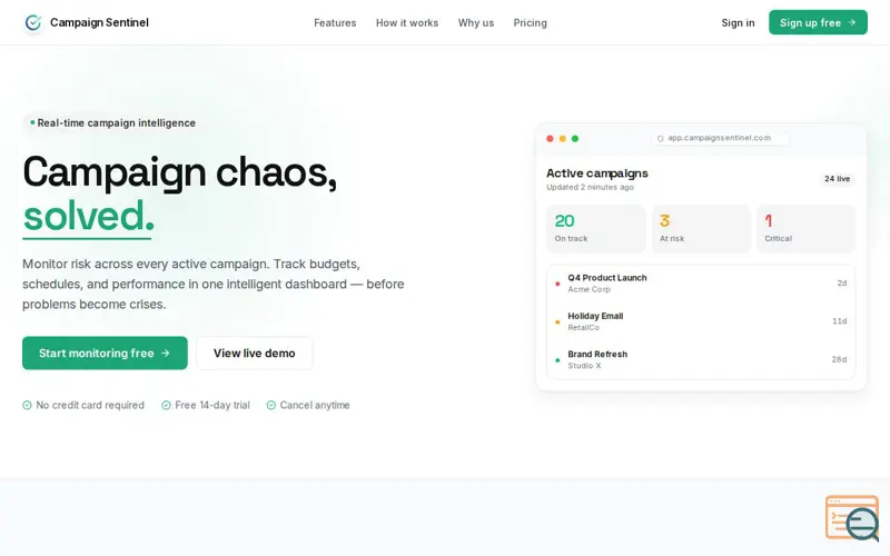 Screenshot of Campaign Sentinel