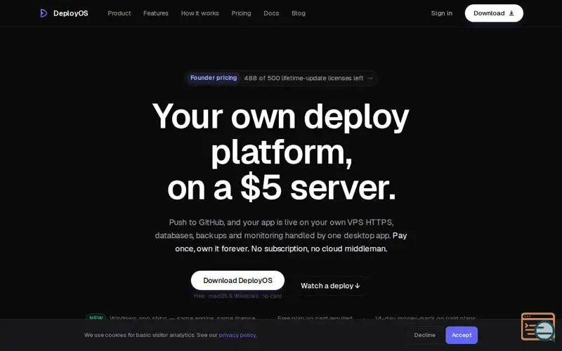 Screenshot of DeployOS