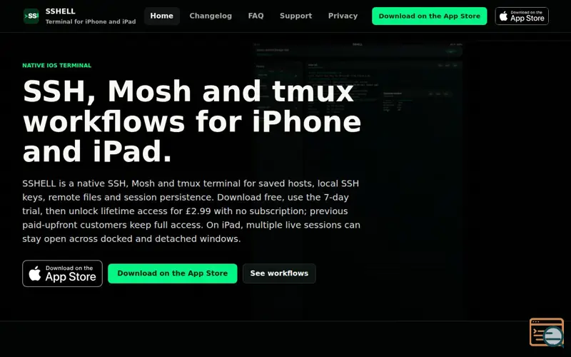 Screenshot of SSHELL Terminal