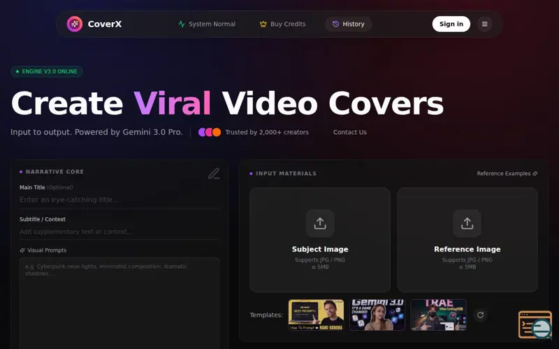 Screenshot of CoverX